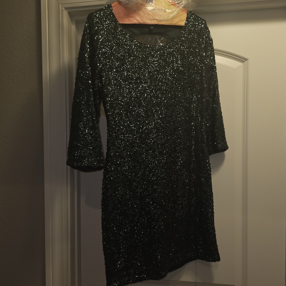 Green sequence dress Express brand